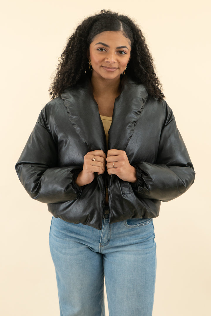steve madden black puff coat (s; retail $119)