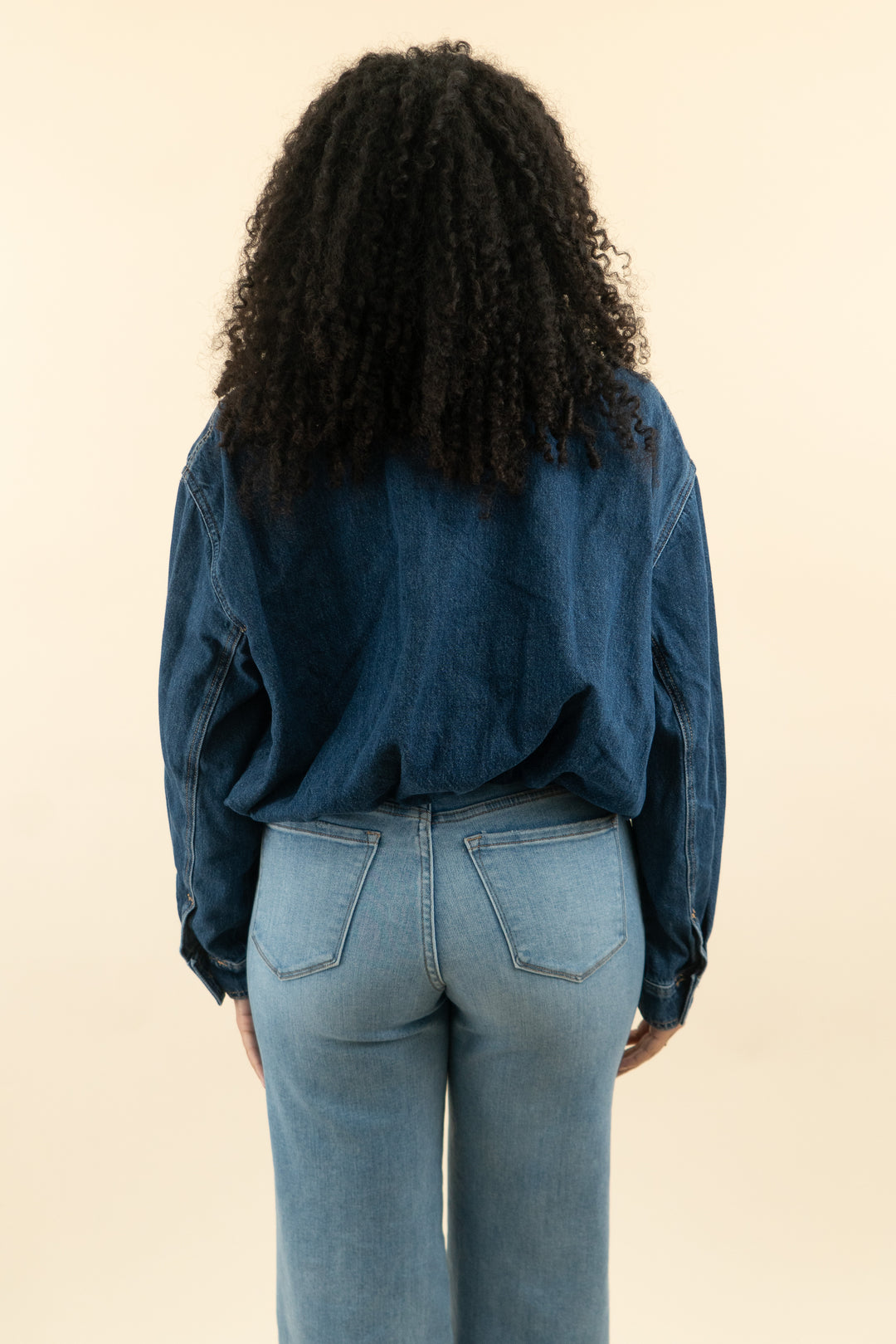 zara dark denim bubble hem funnel neck bomber jacket (s; retail $79.90)