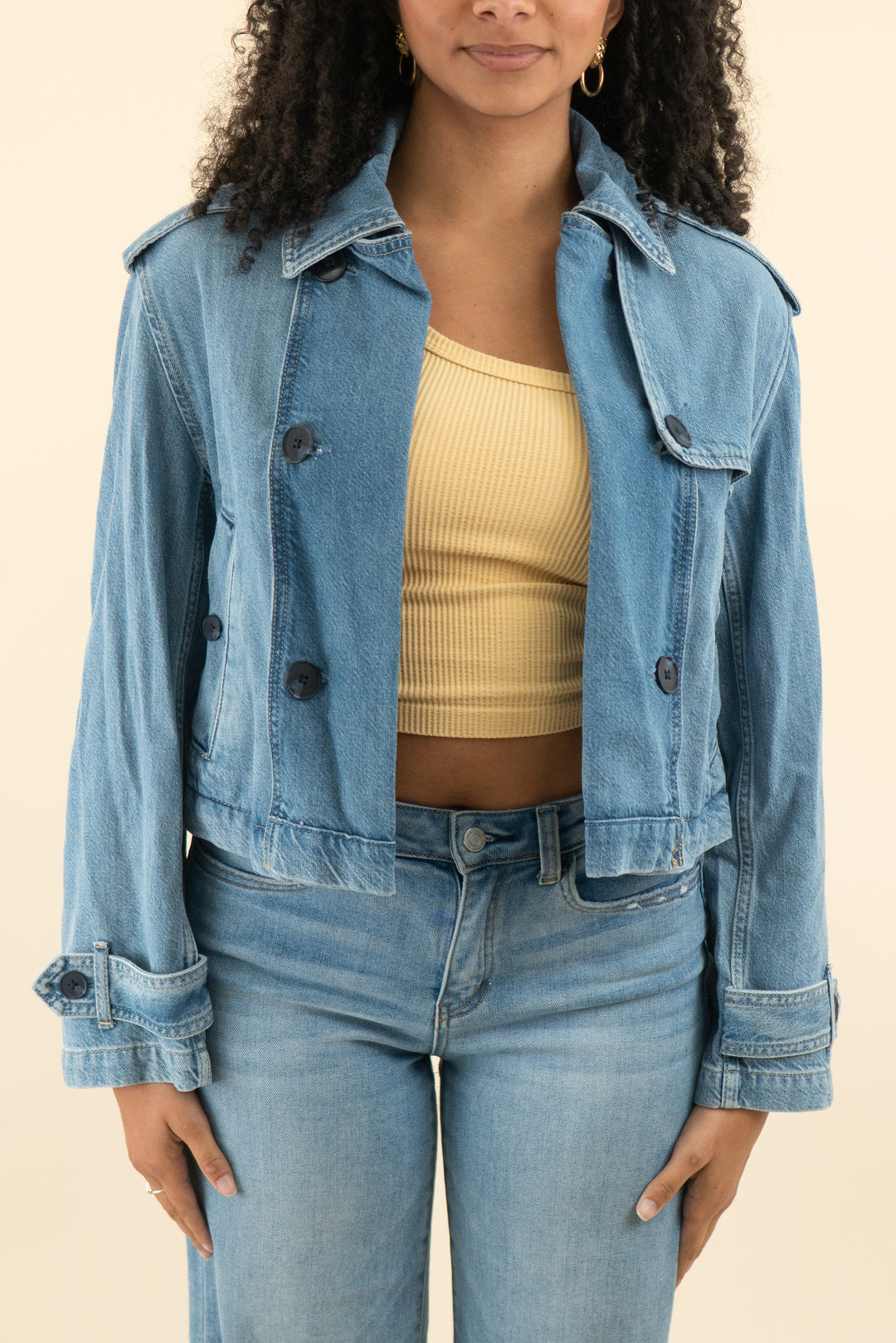 gap denim crop trench coat (s; retail $168)