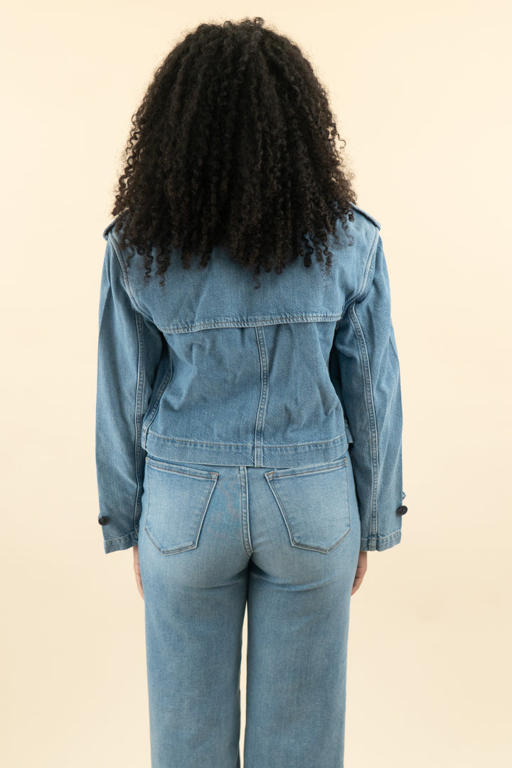 gap denim crop trench coat (s; retail $168)