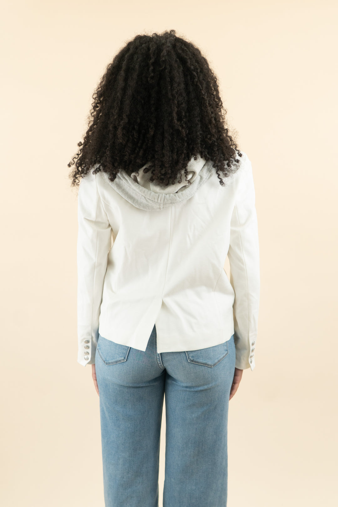 evereve white blazer w/ gray hood (m; retail $168)