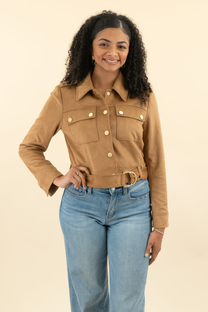 white house black market faux suede jacket (s; retail $89.99)