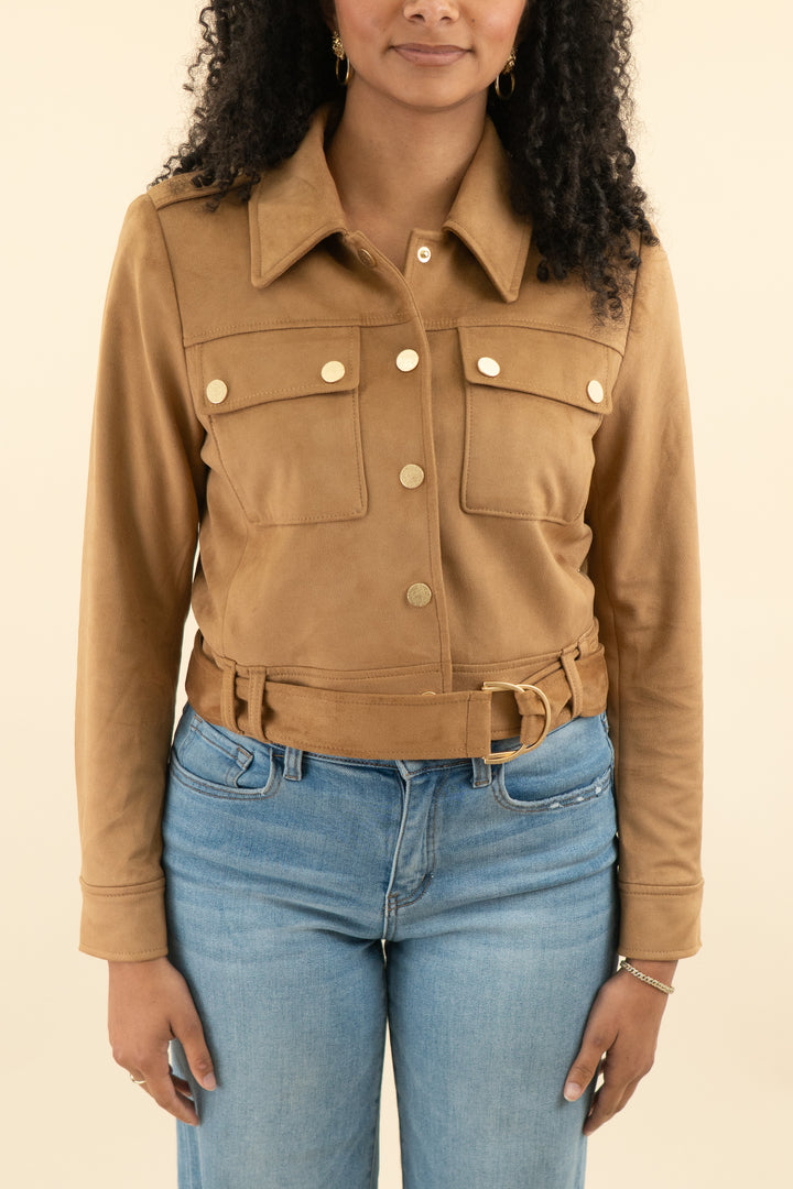 white house black market faux suede jacket (s; retail $89.99)