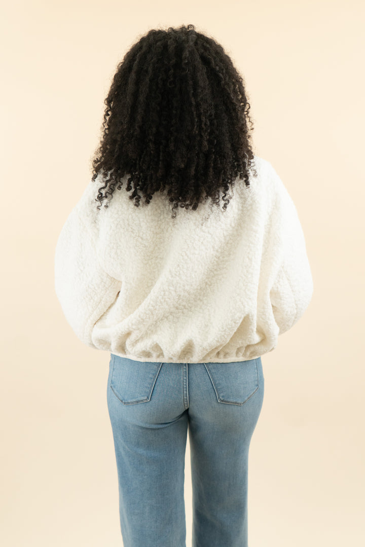 anthropologie cream boucle bomber jacket (s; retail $178)
