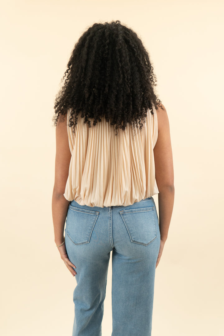 mare mare yellow sleeveless pleated bubble hem top (s; retail $118)