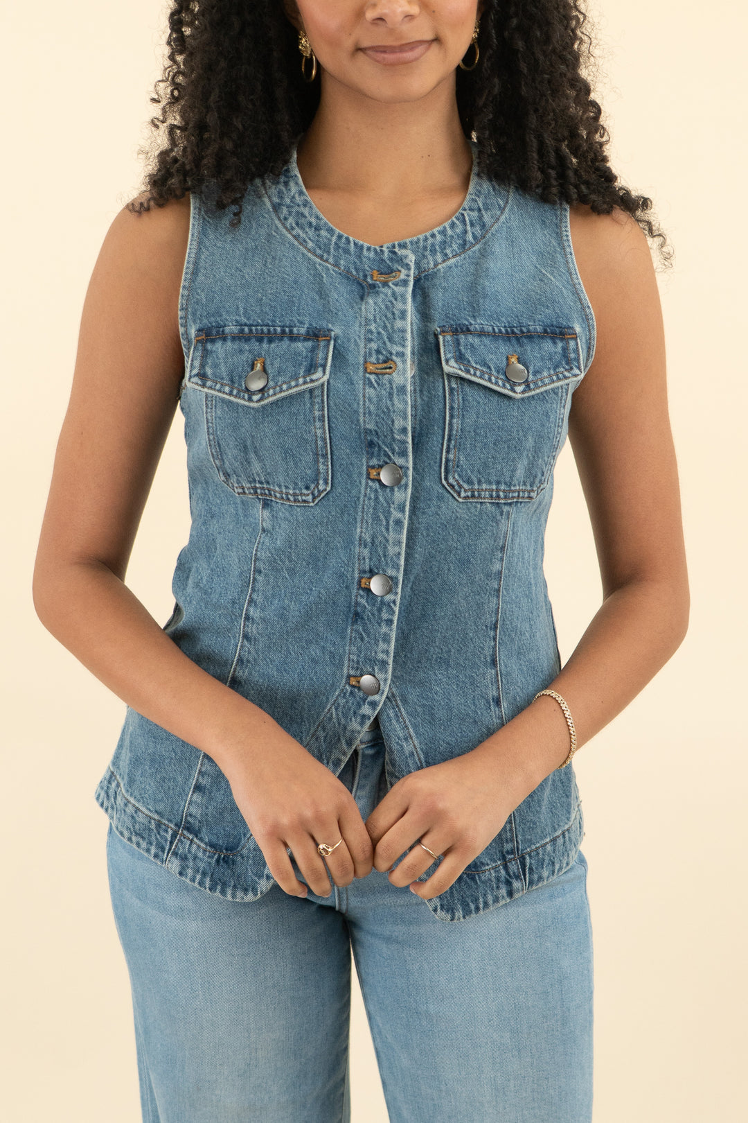 madewell denim vest (4; retail $98)
