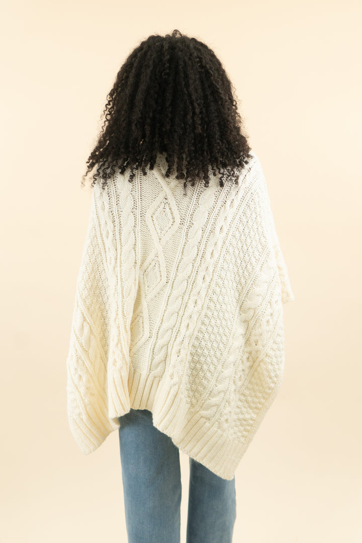 lauren ralph lauren cream cable turtleneck poncho (os; retail $168)