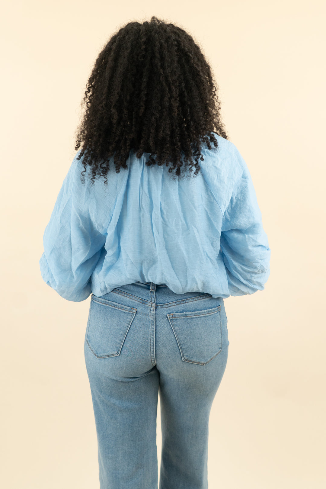 zara blue bubble hem button down top nwt (s; retail $49)