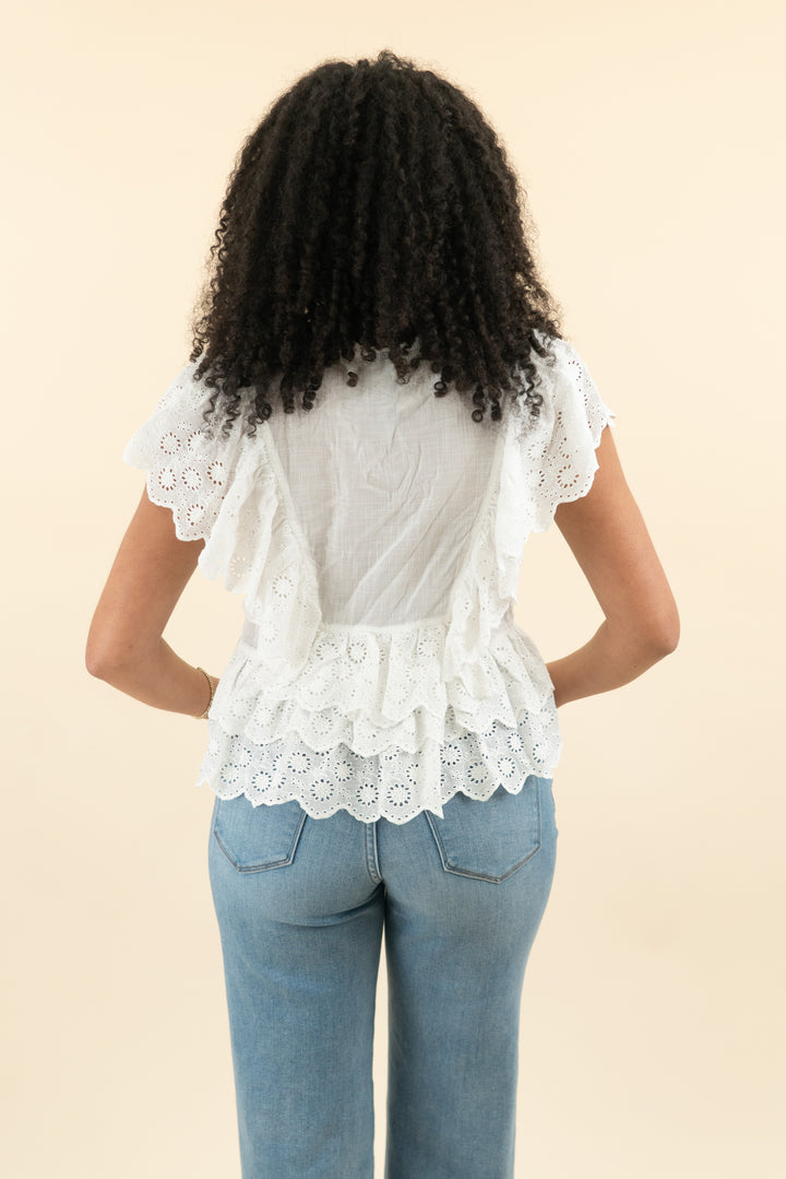 anthropologie white eyelet top nwt (s; retail $138)