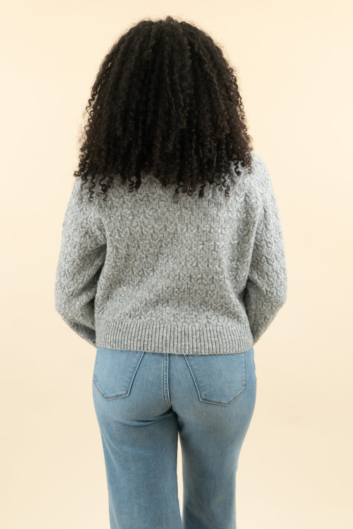 astr the label gray cable turtleneck sweater (m; retail $128)