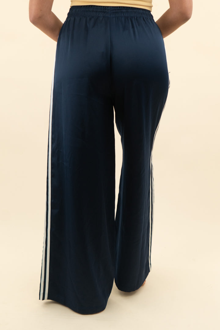 adidas navy and white stripe track pant (4; retail $75)
