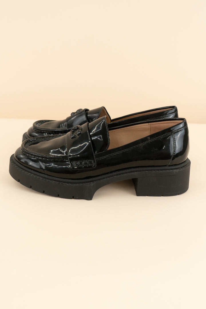 coach black slick chunky loafers (7.5)