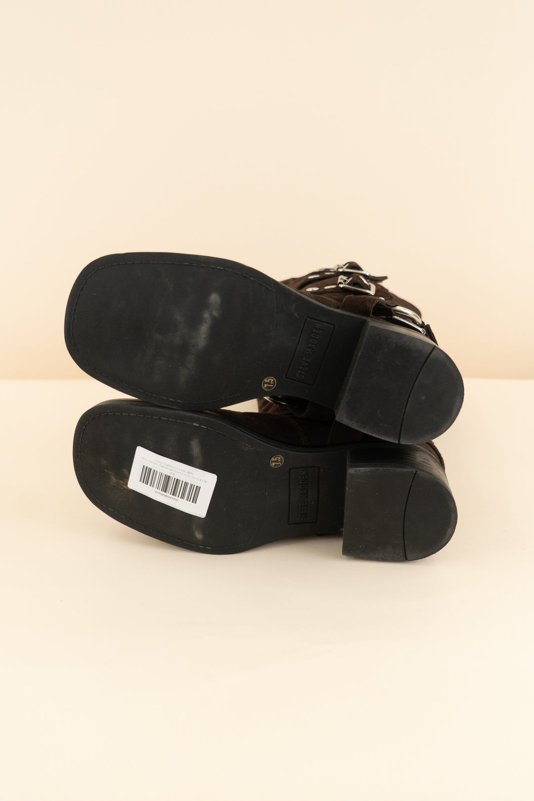 steve madden dark brown suede buckle boots (7.5)