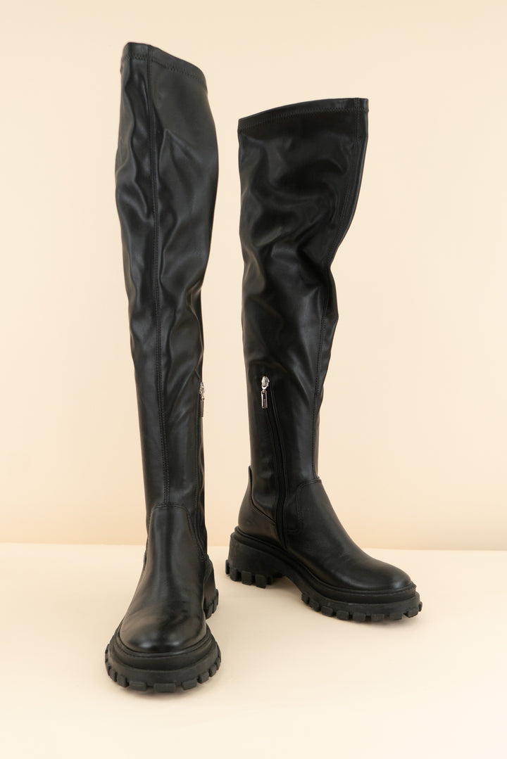 schutz black leather chunky high boots (7.5)