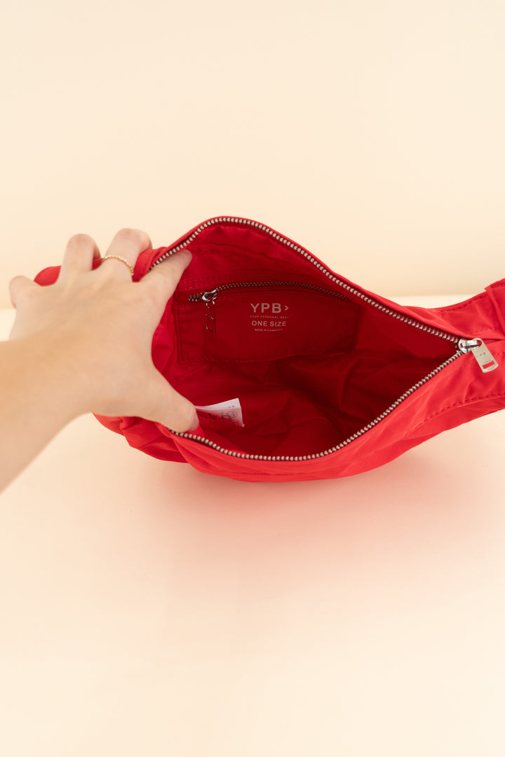 ypb red nylon cross body bag (retail $35)