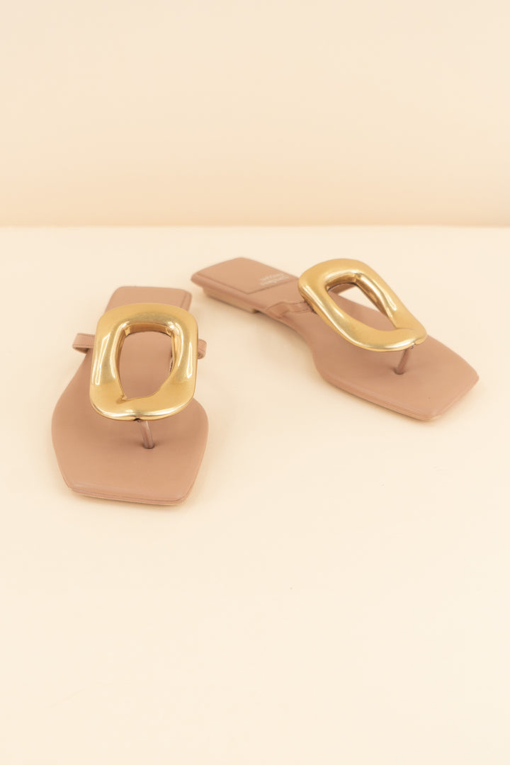 jeffrey campbell tan sandals w/ gold hardware (7.5; retail $145)