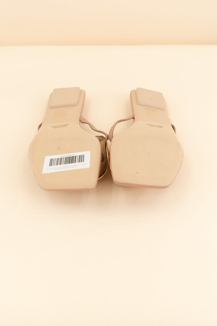 jeffrey campbell tan sandals w/ gold hardware (7.5; retail $145)