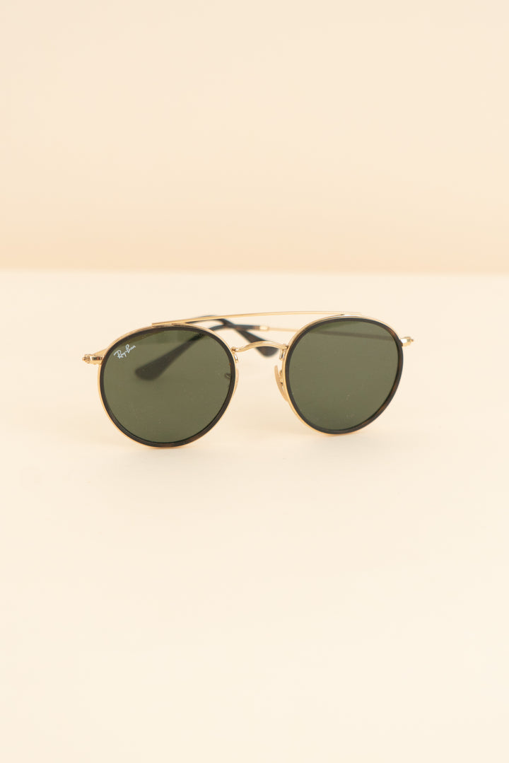 rayban sunglasses black & gold (os; retail $202)