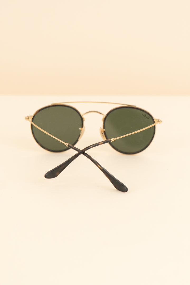 rayban sunglasses black & gold (os; retail $202)