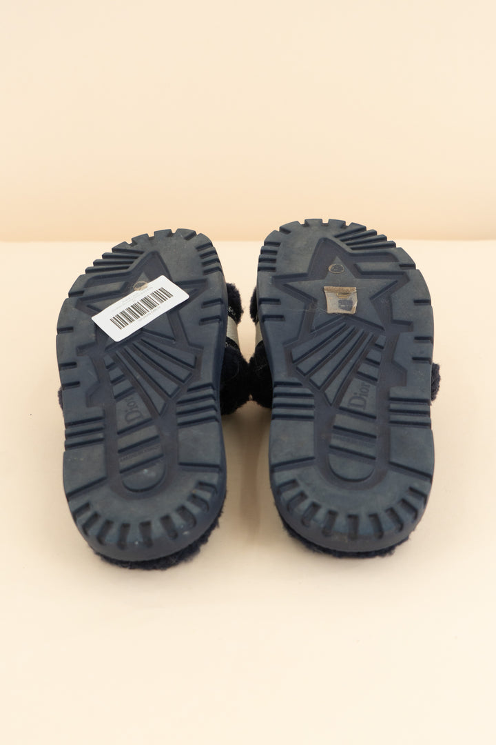 christian dior navy fuzzy slides (37/ US 6.5-7; retail $1,190)