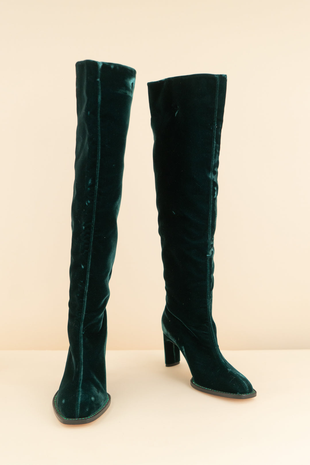 tamara mellon emerald velvet high heel boots nwt (37/ US 6.5-7; retail $995)