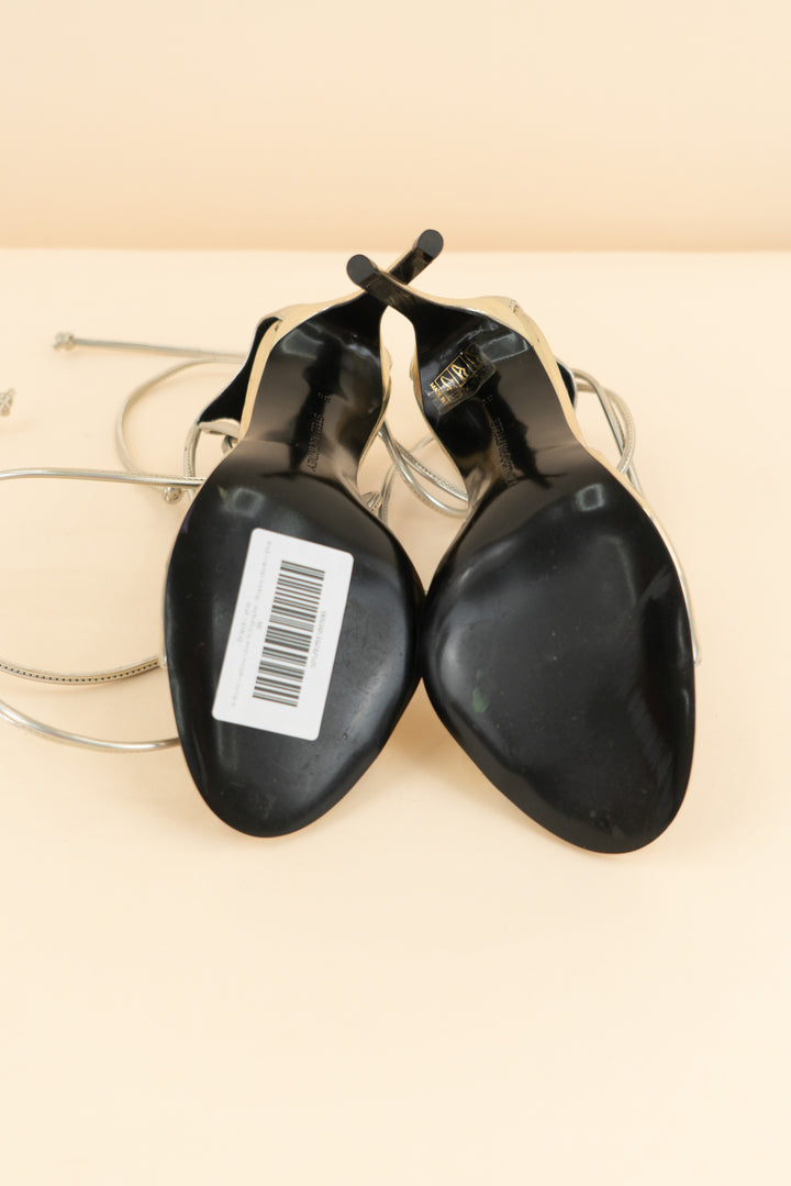 stella mccartney silver holographic strappy stilettos (36/ US6; retail $725)