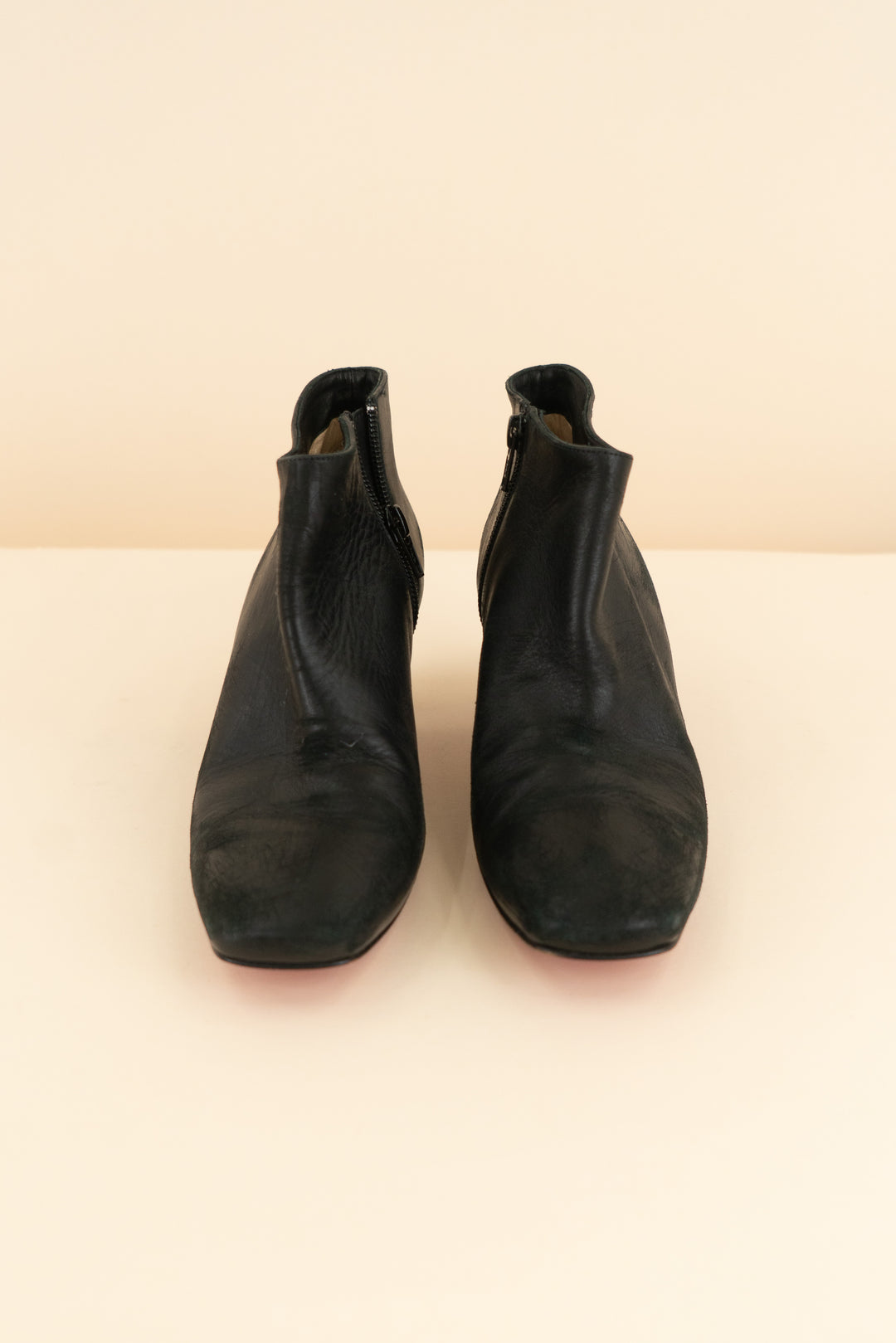 christian louboutin black leather rhinestone heel booties (36.5 / US 6-6.5; retail $800)