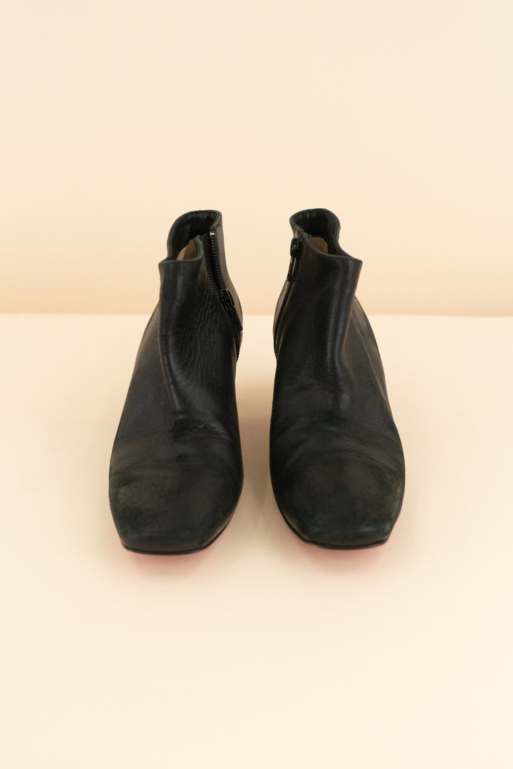 christian louboutin black leather rhinestone heel booties (36.5 / US 6-6.5; retail $800)