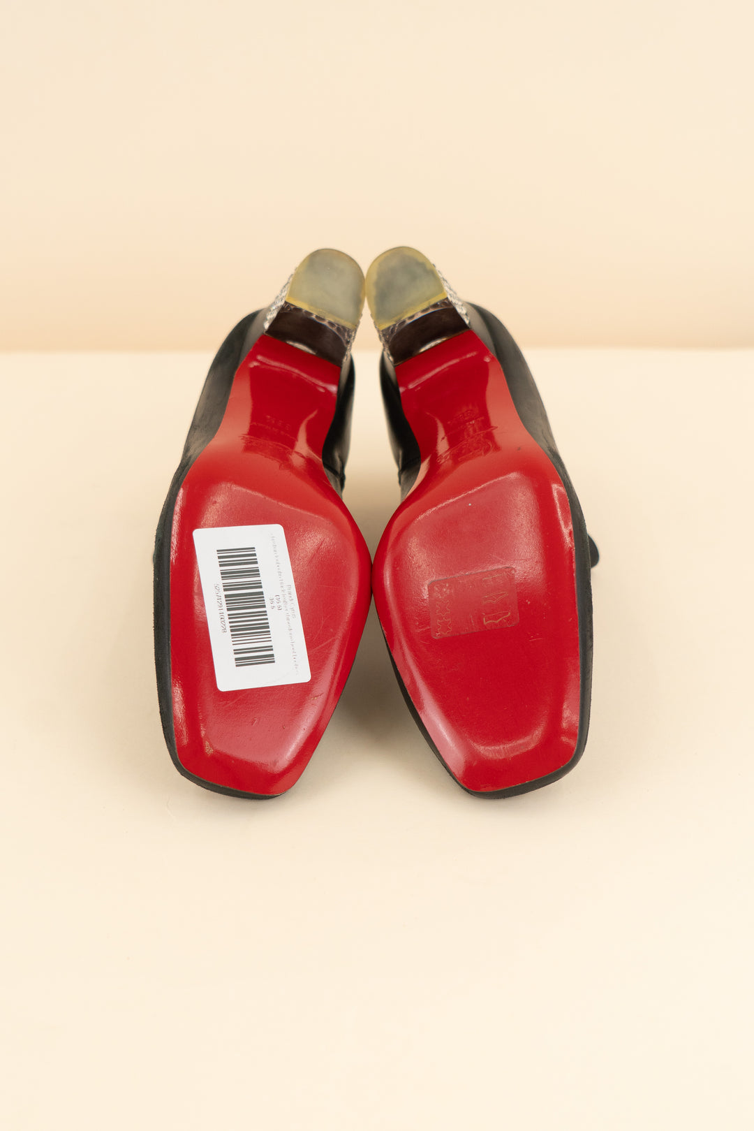christian louboutin black leather rhinestone heel booties (36.5 / US 6-6.5; retail $800)