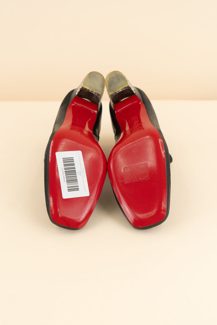 christian louboutin black leather rhinestone heel booties (36.5 / US 6-6.5; retail $800)