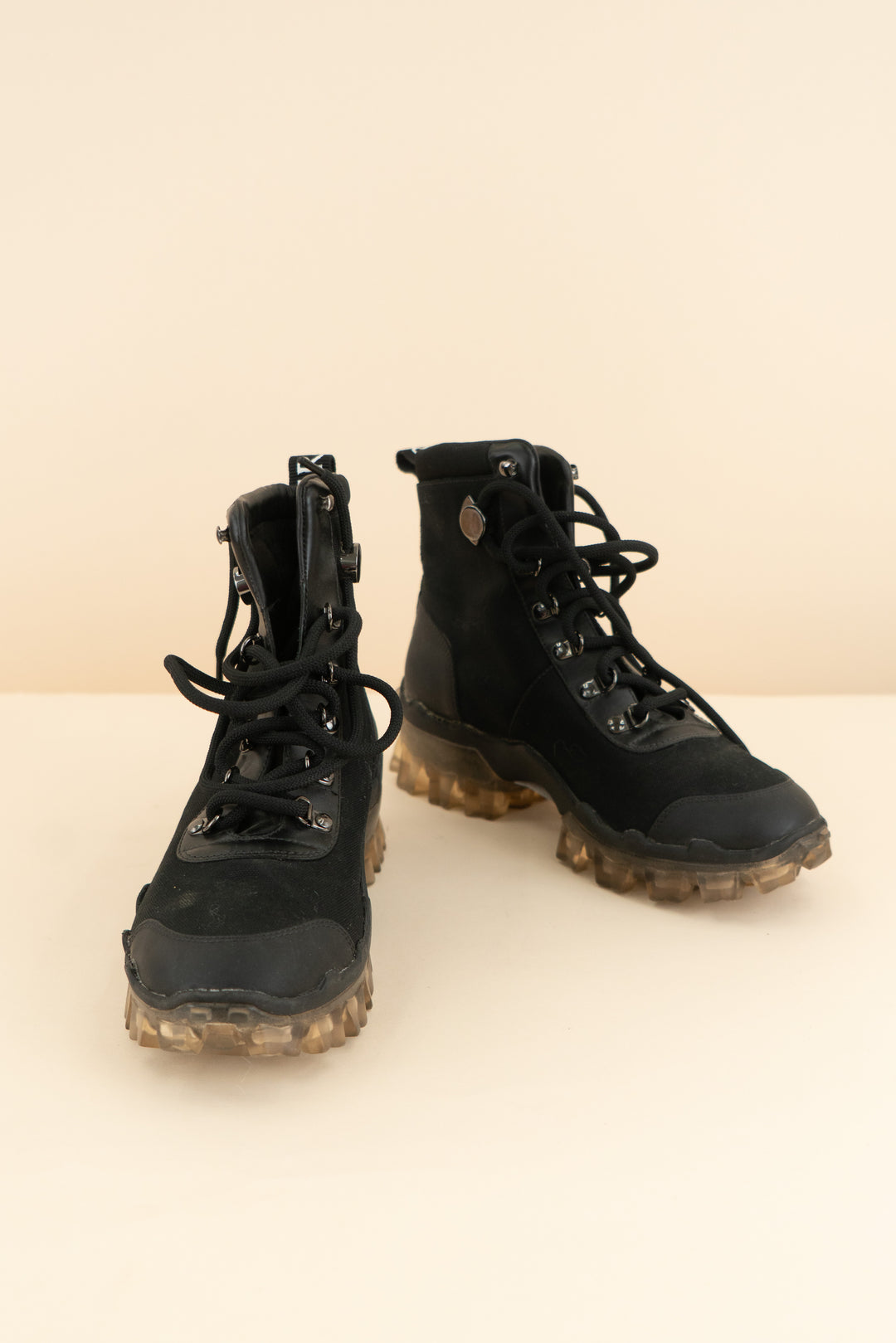 moncler black lace up hiking boots (36.5; retail $695)