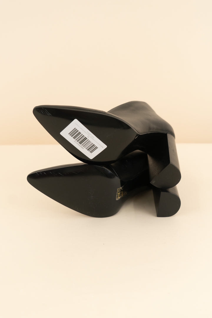 stella mccartney black leather point toe mini bootie (36; retail $845)
