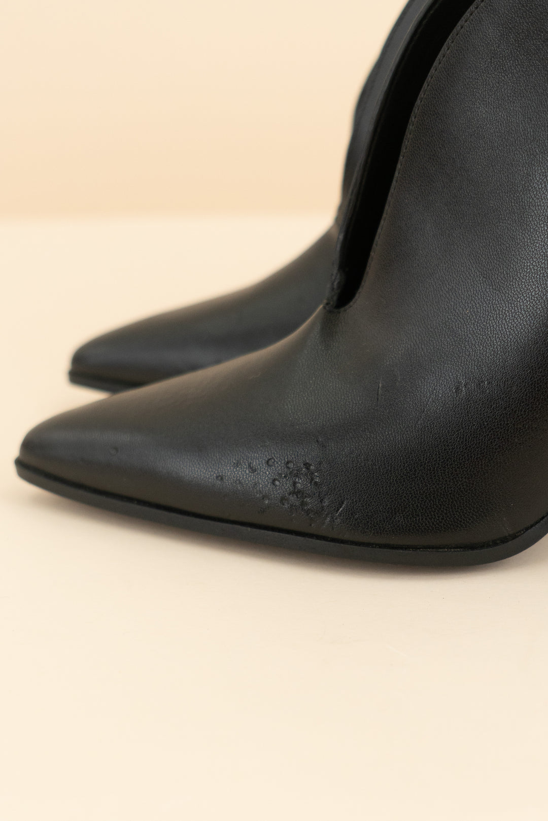 stella mccartney black leather point toe mini bootie (36; retail $845)