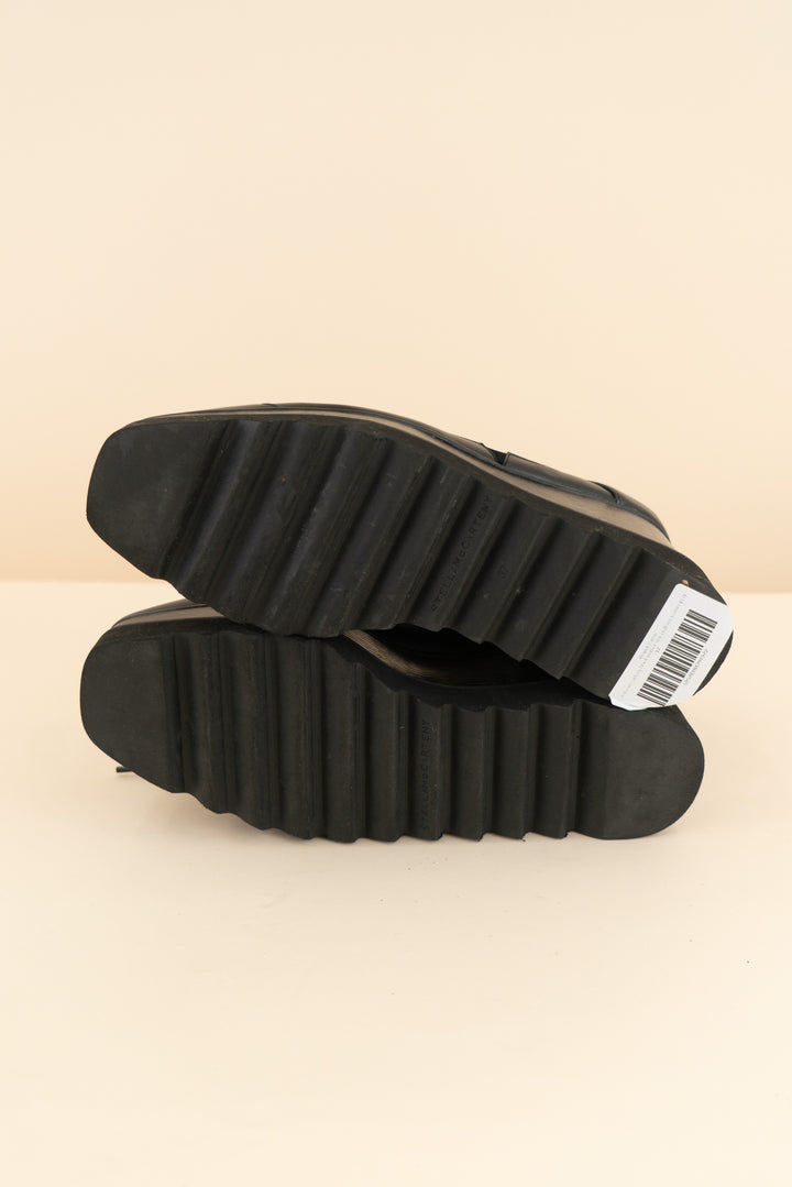 stella mccartney black leather star platform loafers (37/ US 6.5-7; retail $990)