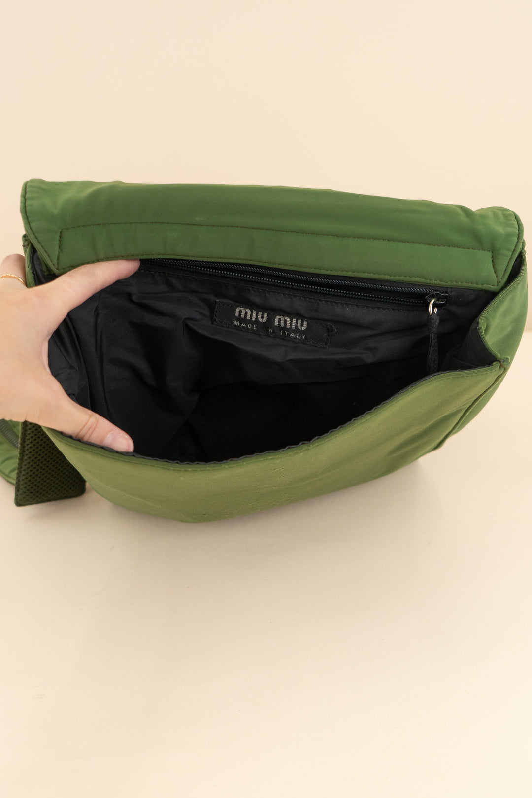 miu miu dark green cross body messenger bag