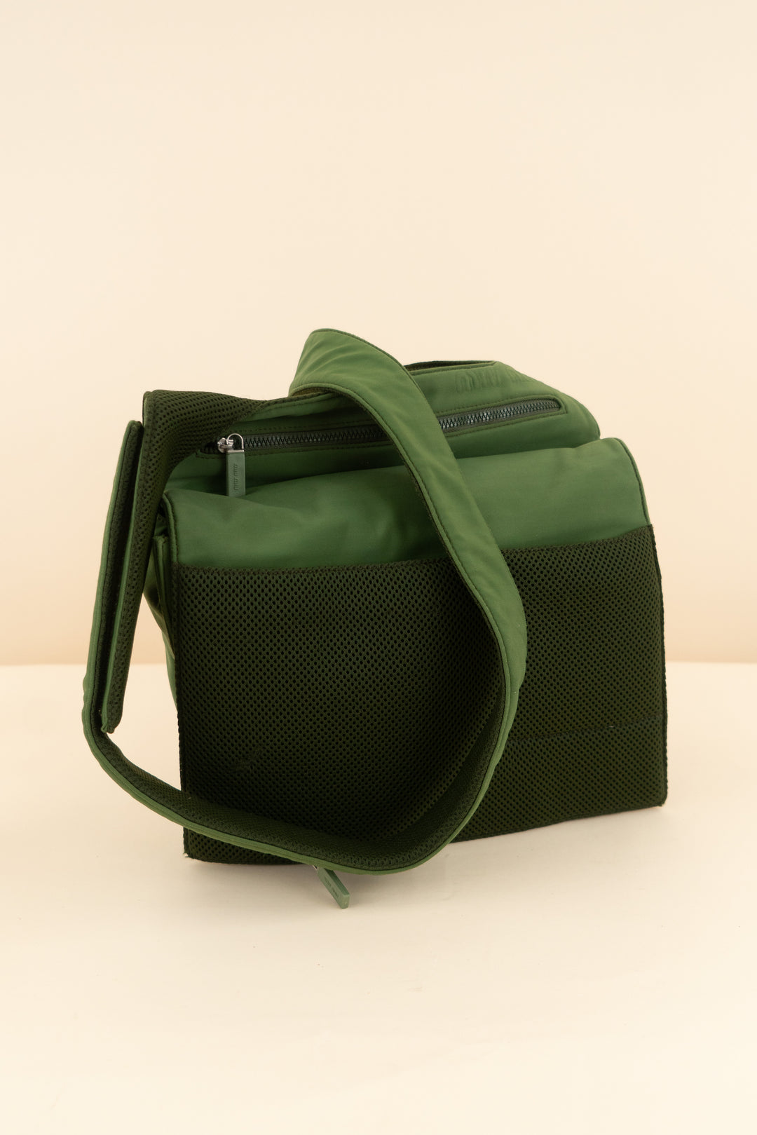 miu miu dark green cross body messenger bag