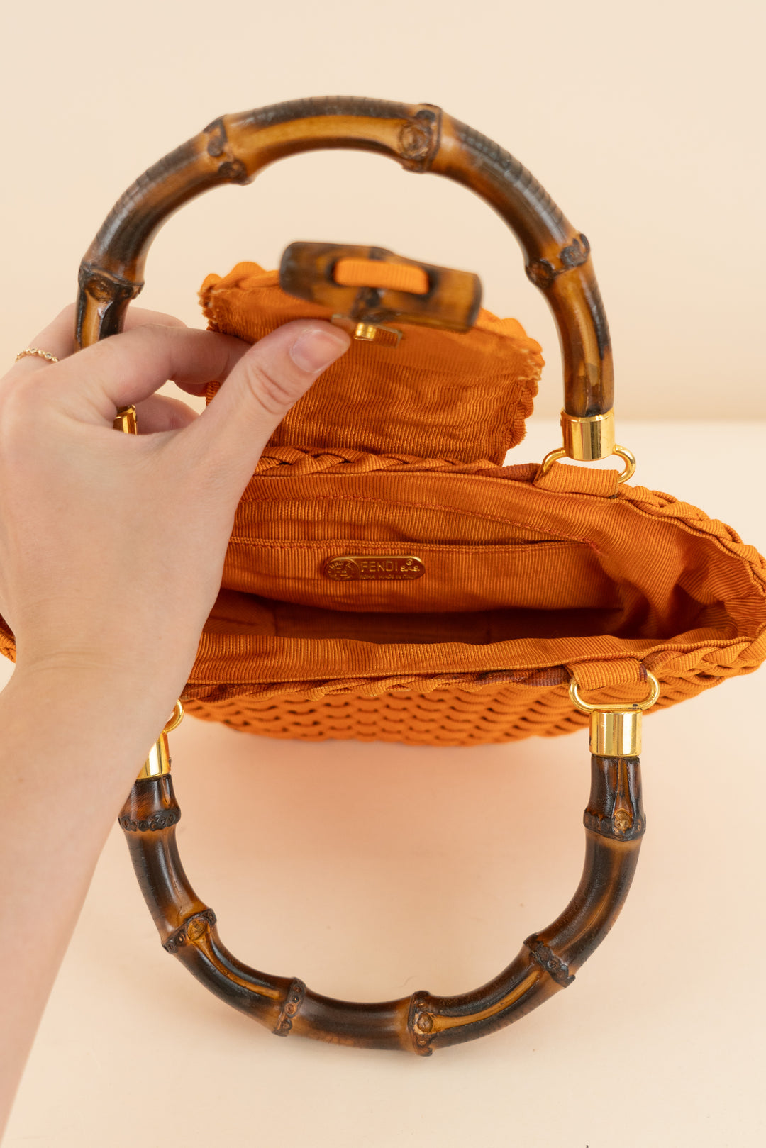 Fendi Woven Bag with Bamboo Handles (retail $1,450)