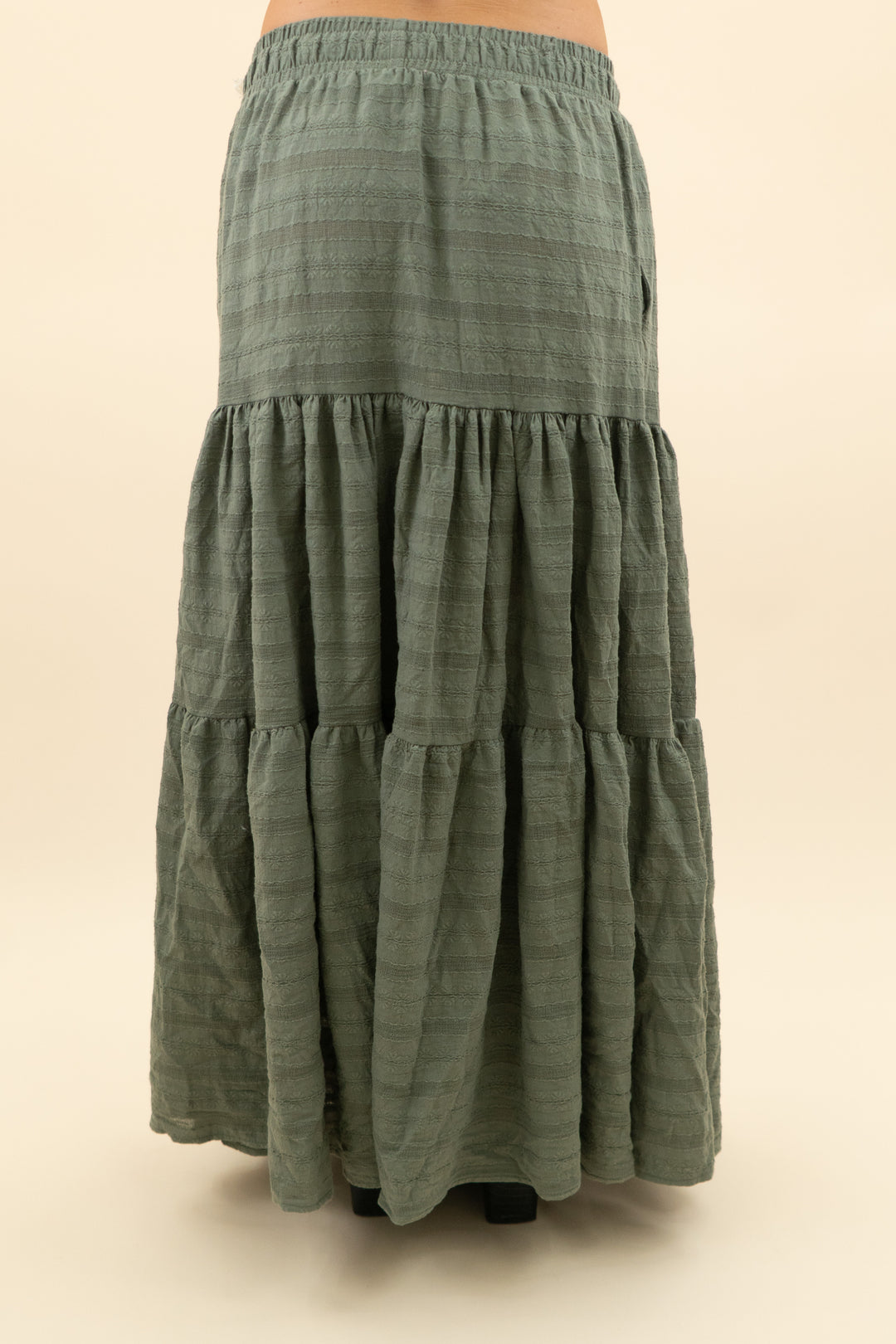 albion sage green floral embroidered ruffle skirt nwt (s; retail $72)