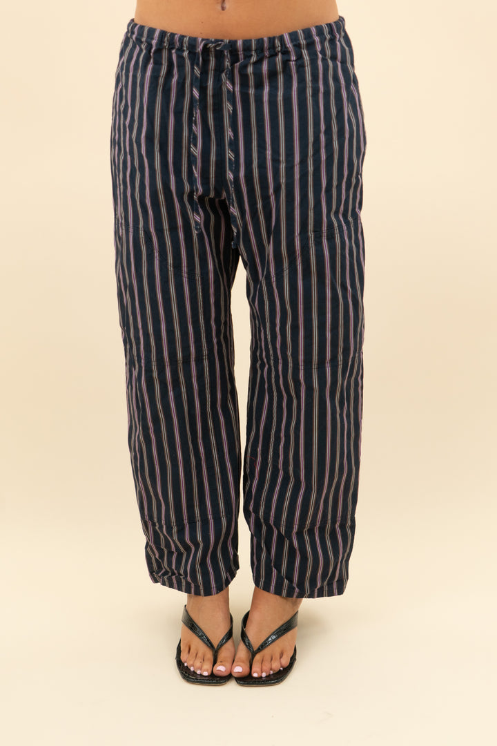 j. crew navy and purple striped drawstring cargo pants (xs; retail $118)