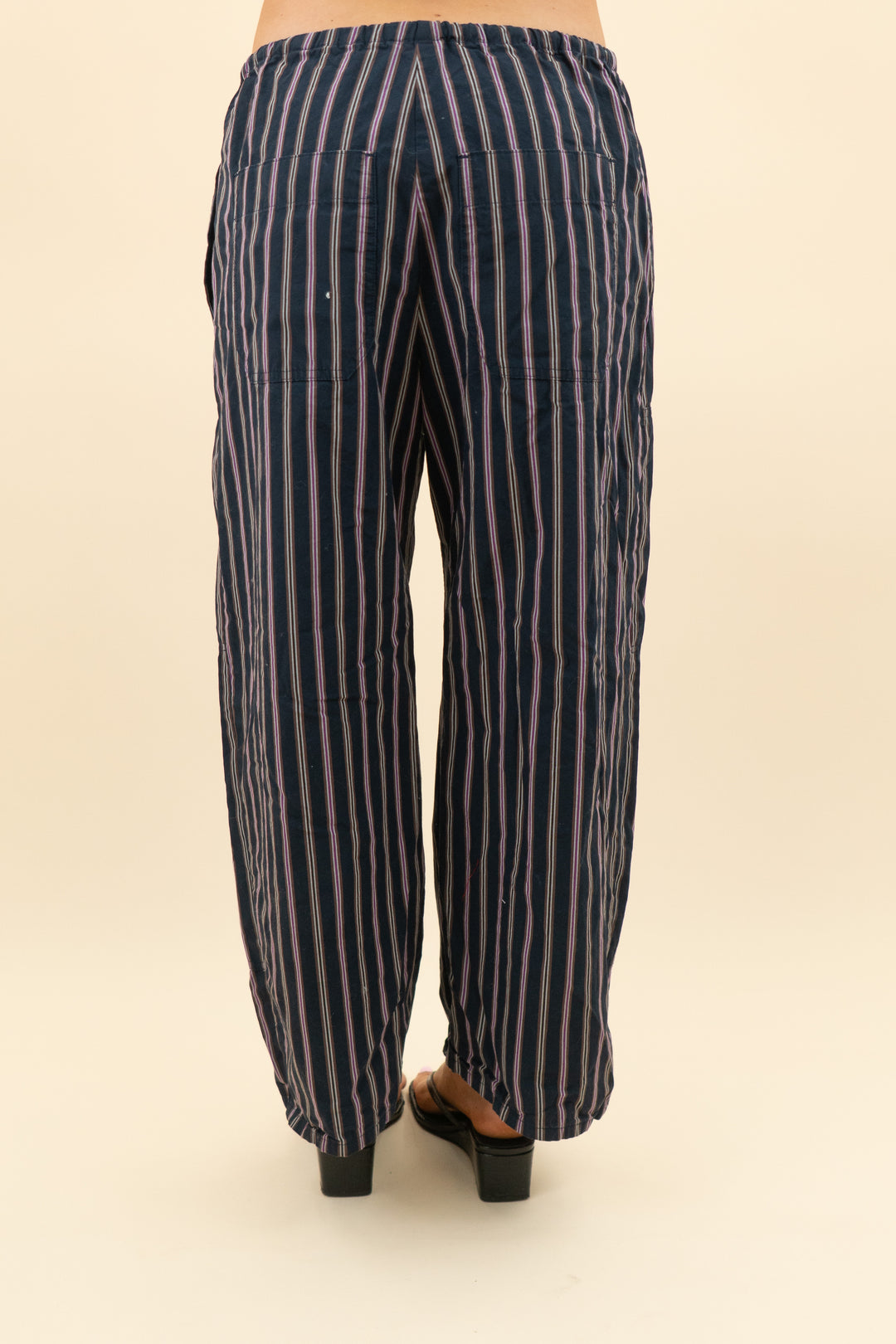 j. crew navy and purple striped drawstring cargo pants (xs; retail $118)