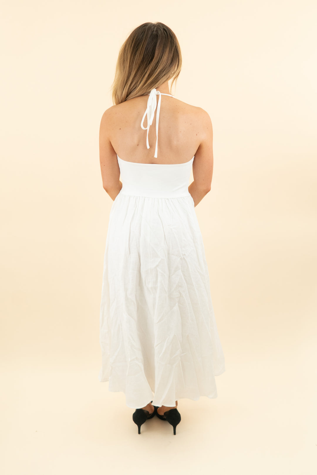 j. crew white linen halter top midi dress nwt (xs; retail $148)