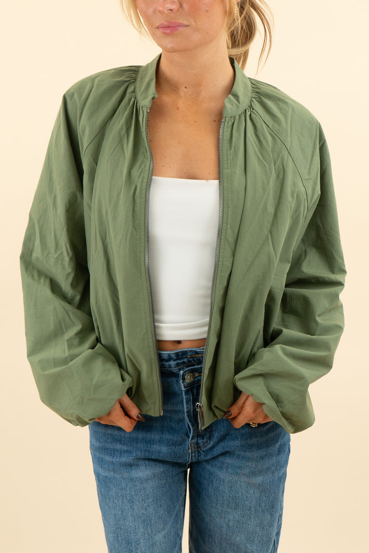 kut from the kloth army green bomber jacket (s; retail $109)