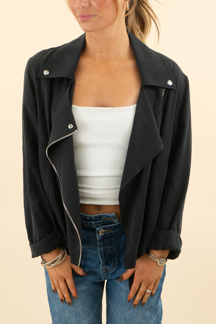 allsaints black canvas zip up jacket (s; retail $399)