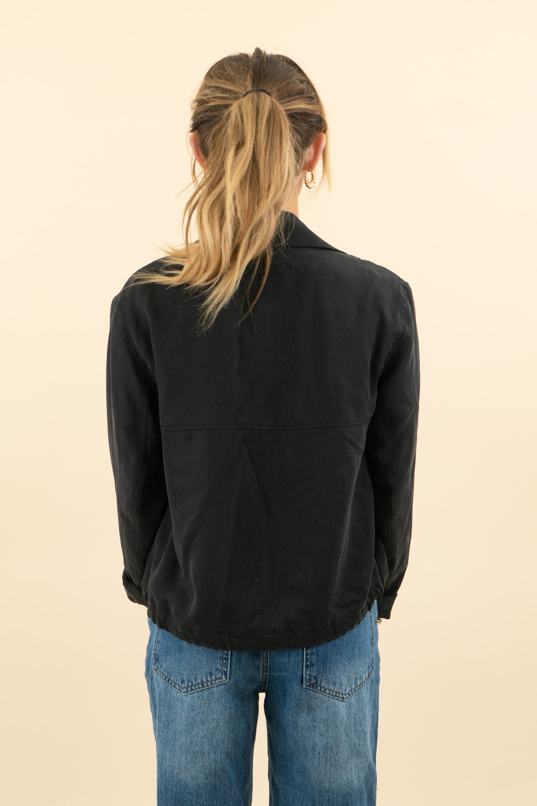 allsaints black canvas zip up jacket (s; retail $399)