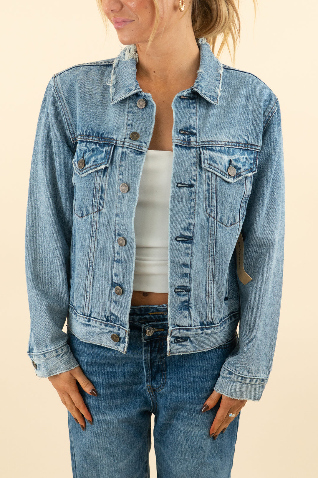 reformation distressed denim jacket nwt (s; retail $248)