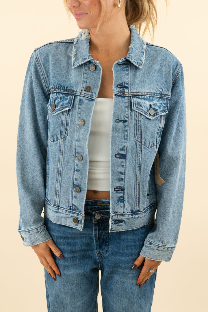 reformation distressed denim jacket nwt (s; retail $248)