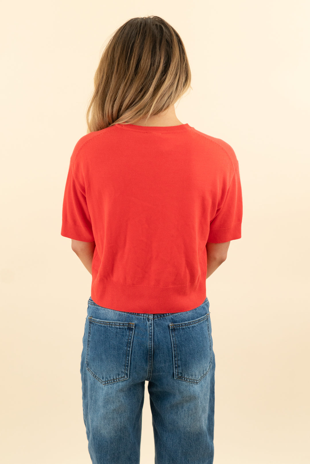 splendid coral short sleeve knit top (s; retail $68)