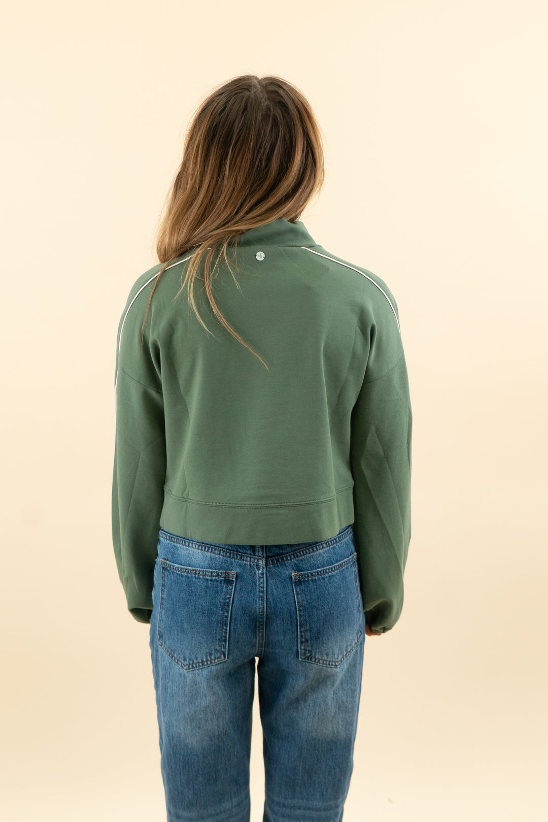 daily practice forest green long sleeve mock neck track top nwt (s; retail $118)