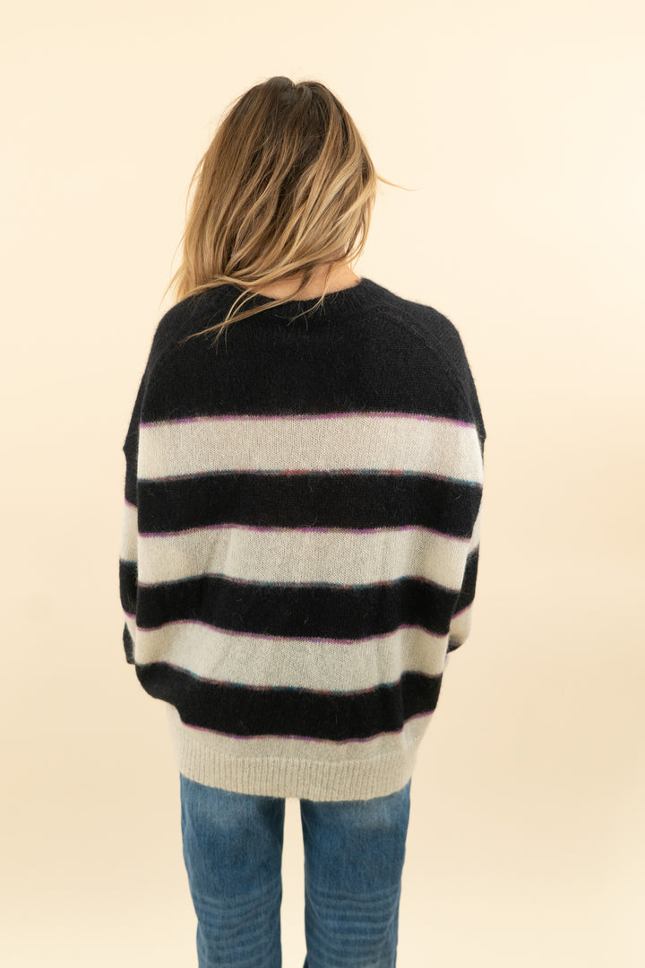 isabel etoile black cream striped sweater (italian 36; retail $554)