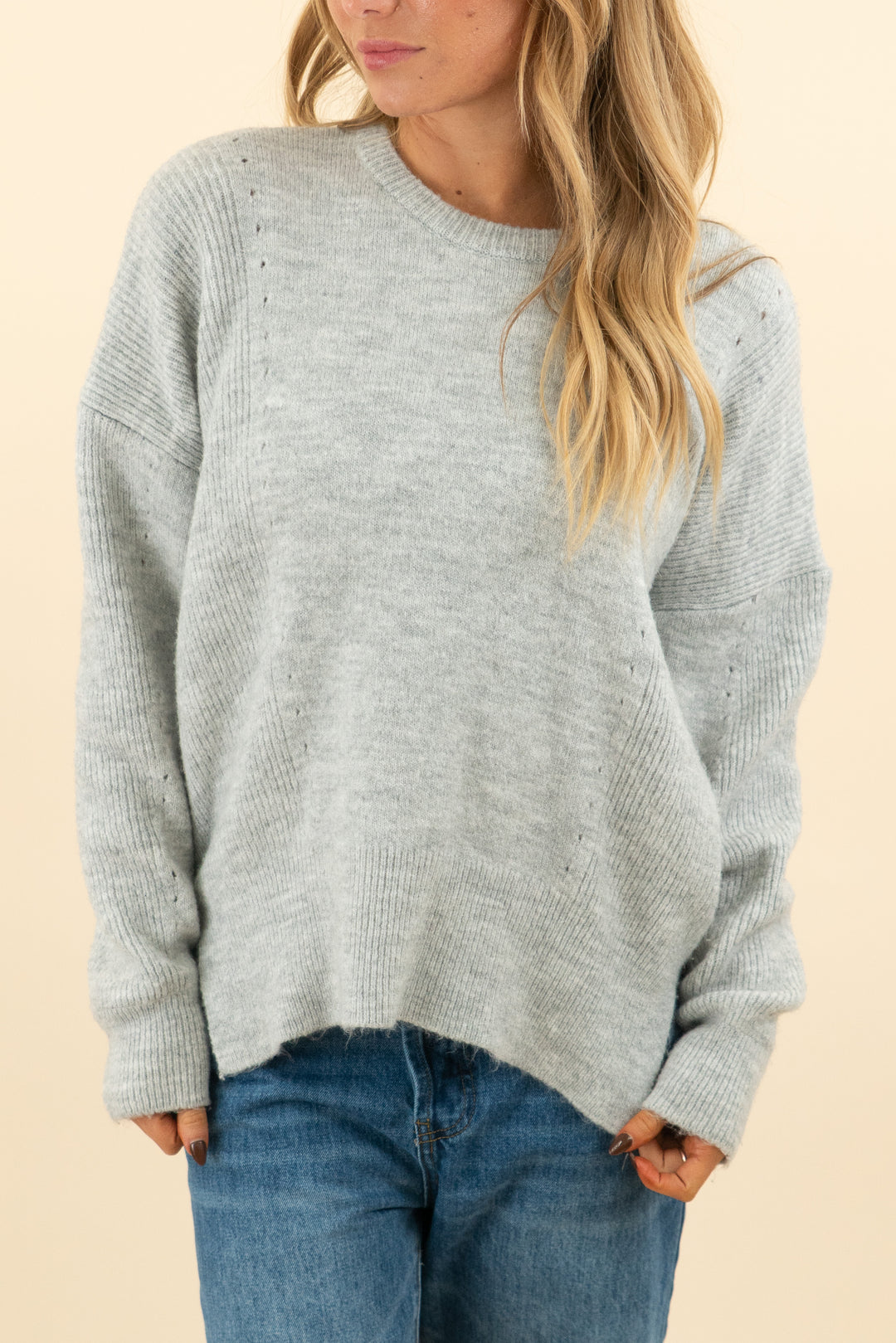 topshop light grey high low sweater (2; retail $69)